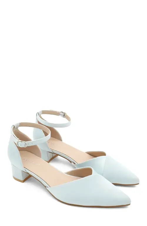 Leila Satin Pointed Toe Low Block Heels by Kailee P