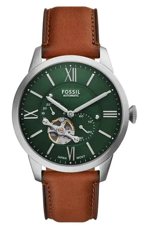 Townsman Automatic Leather Strap Watch, 44mm by Fossil