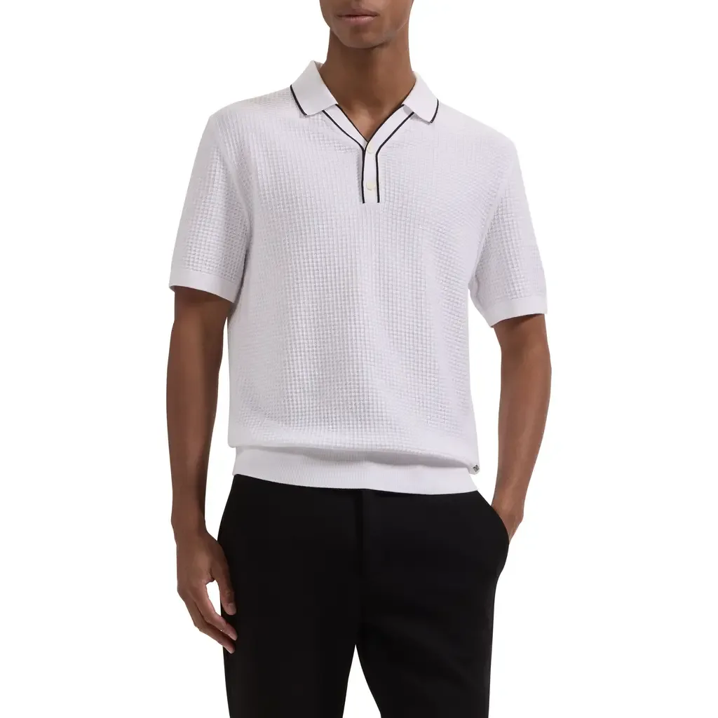 Waffle Stitch Polo Sweater by Bugatchi