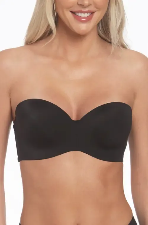 Bella Strapless Seamless Hidden Underwire Convertible Bandeau Bra with Clear & Matching Straps