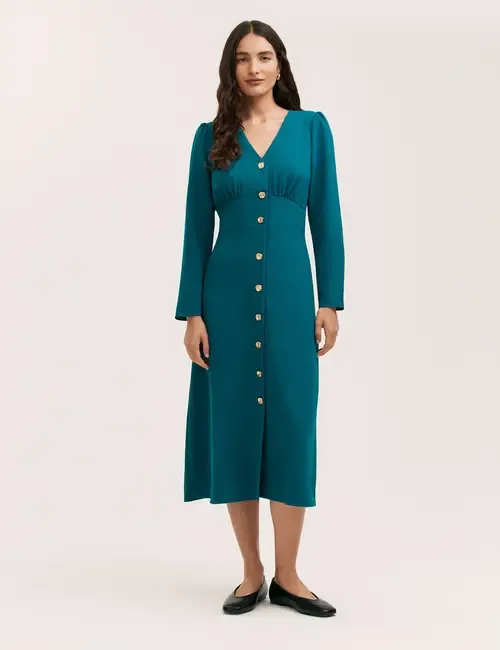 Caprice Long Sleeve Crepe Midi Dress by Finery London