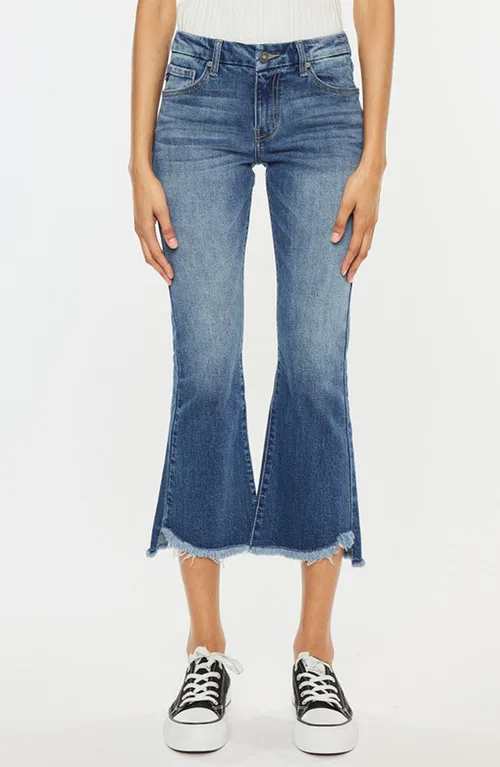 Aida Mid Rise Cropped Flare Jeans by KanCan