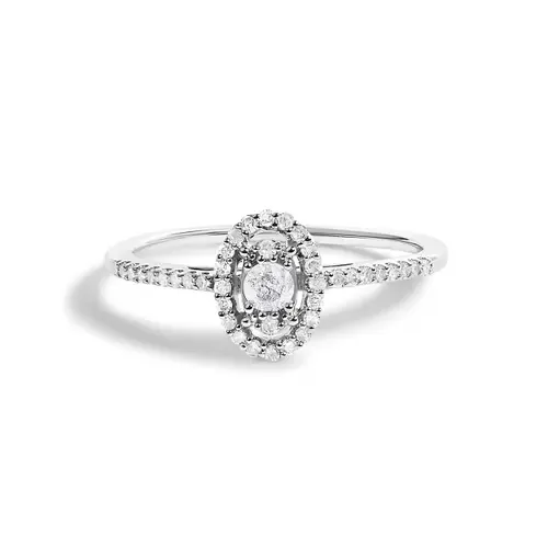 14K White Gold 1/5 Cttw Diamond with Halo Engagement Ring