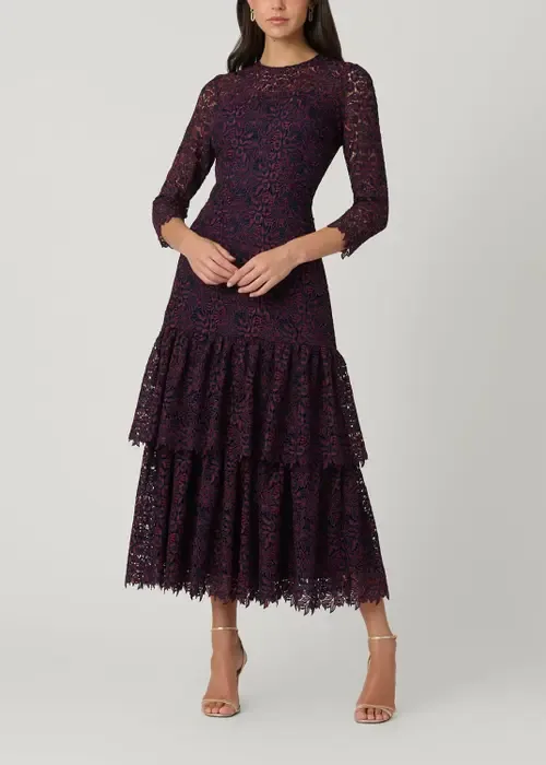 Midnight Angeline Two-Tone Rose Lace Dress by Shoshanna Midnight