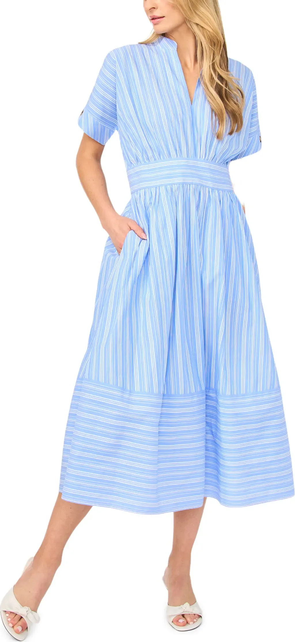 Stripe Cotton Midi Dress