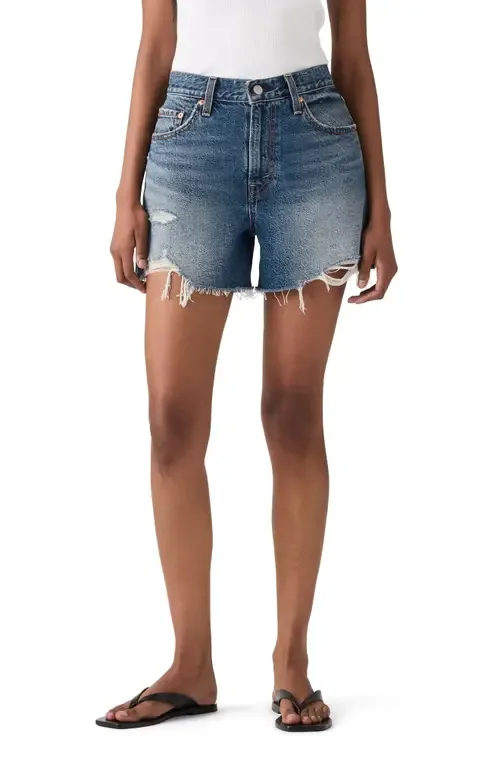 Ribcage High Waist A-Line Cutoff Denim Shorts by levi's
