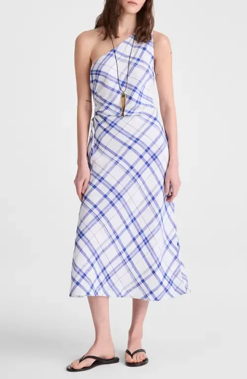 Ruched One-Shoulder Linen Midi Dress by Madewell