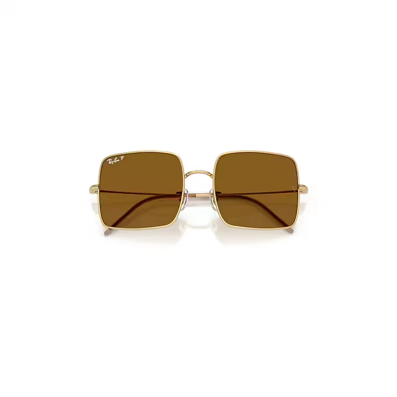 Square 1971 Reverse Sunglasses Arista Gold Frame Brown Lenses Polarized by Ray-Ban