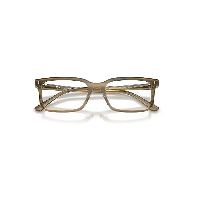 Rb5445 Optics Eyeglasses Striped Green Frame Clear Lenses Polarized by Ray-Ban