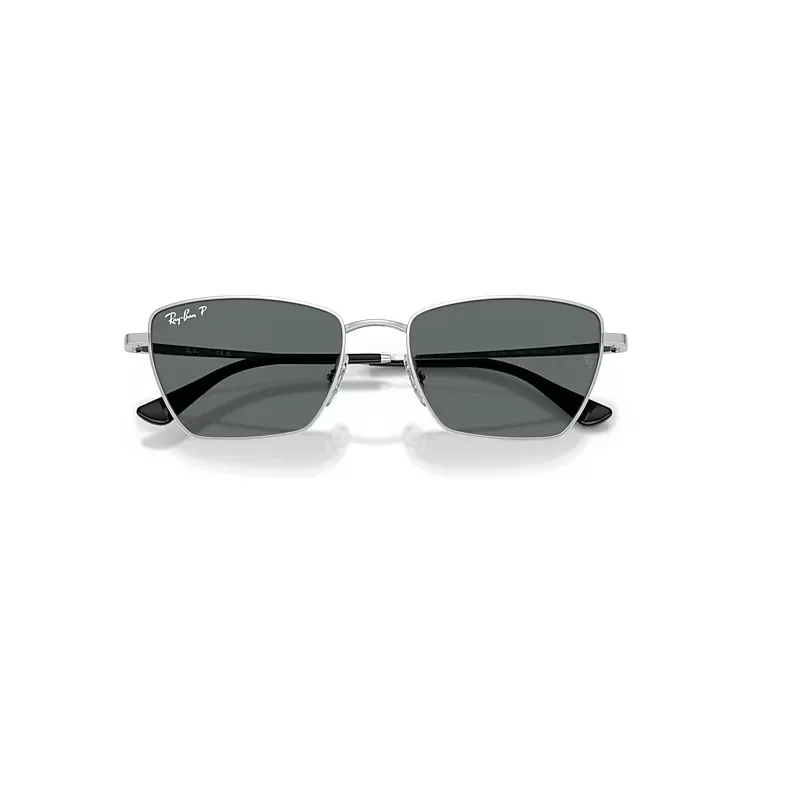 Drea Bio-Based Sunglasses Silver Frame Grey Lenses Polarized by Ray-Ban