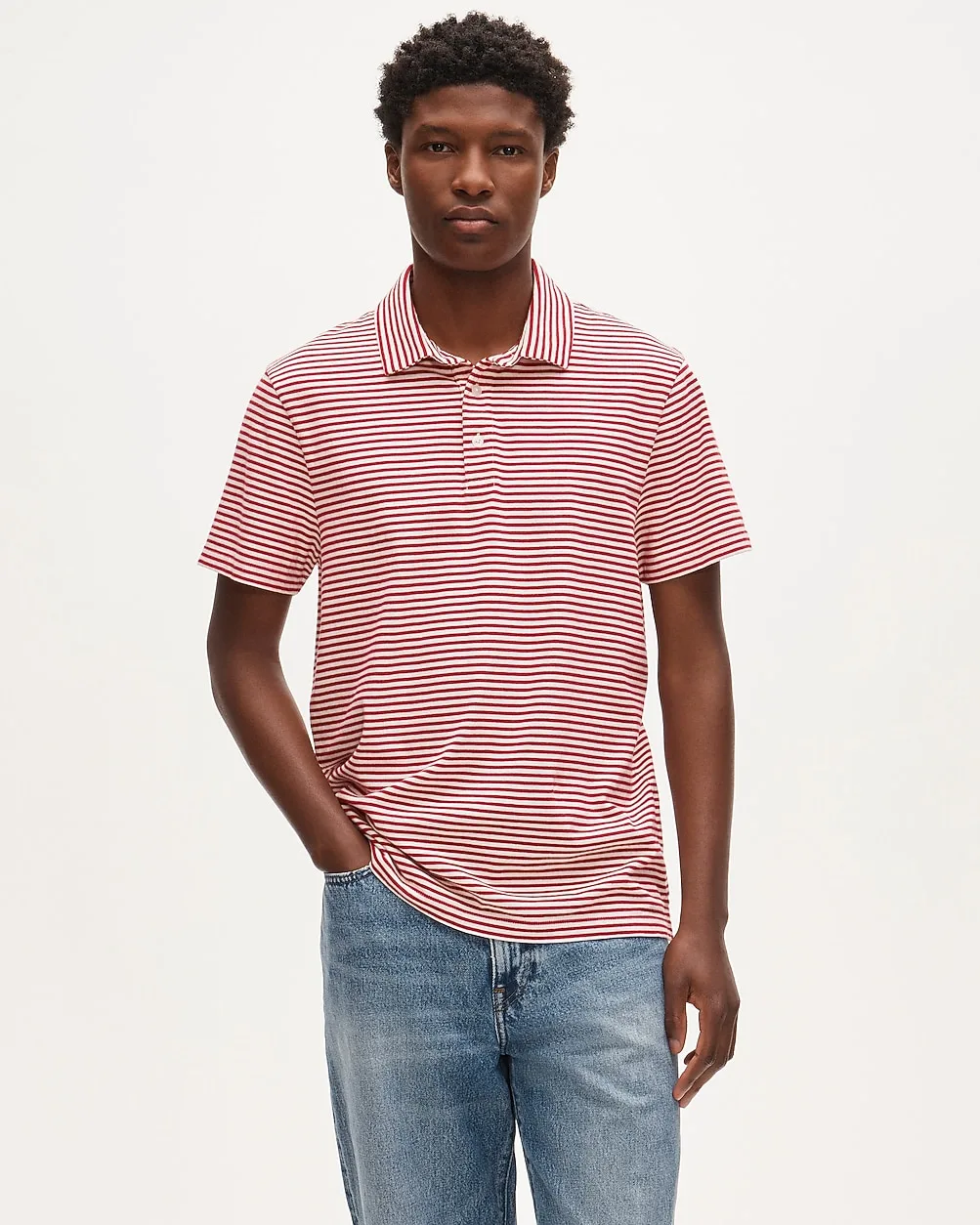 Sueded Cotton Polo Shirt in Stripe by J.Crew