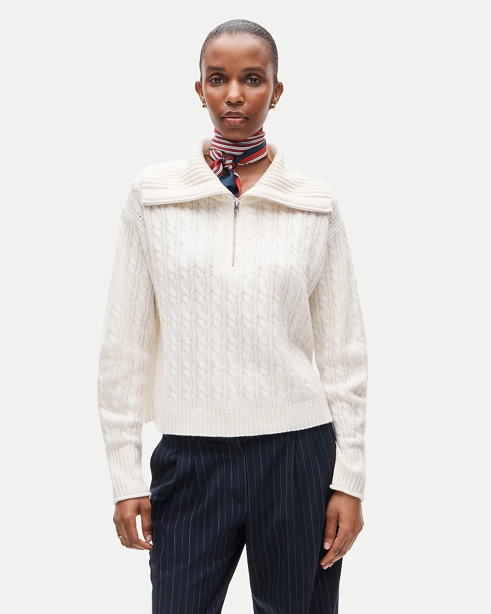 Cashmere Quarter-Zip Sweater in Cable Knit by J.Crew