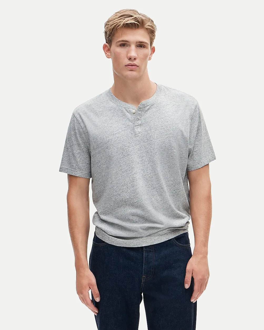 Short-Sleeve Vintage-Wash Cotton Henley by J.Crew