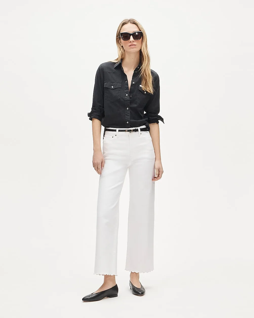 Scallop-Trim Slim-Wide Jean by J.Crew