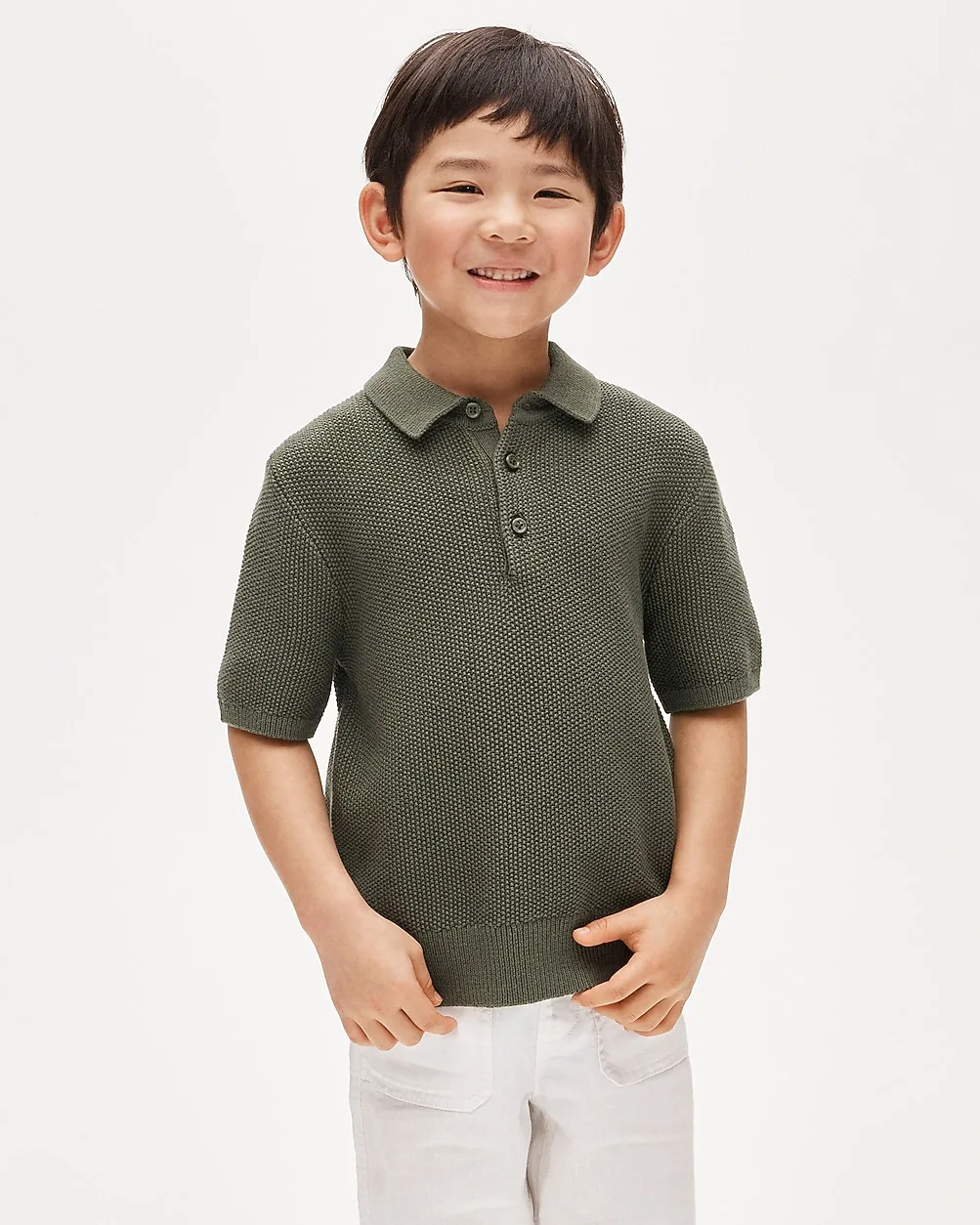 Short-Sleeve Seed-Stitch Sweater-Polo by J.Crew