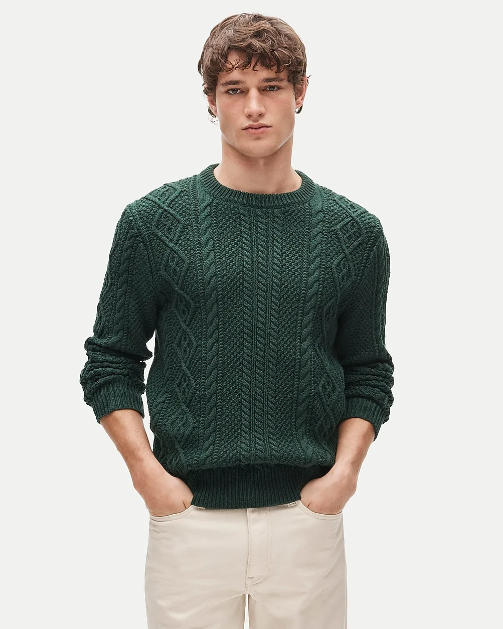 Cable-Knit Fisherman Sweater in Cotton