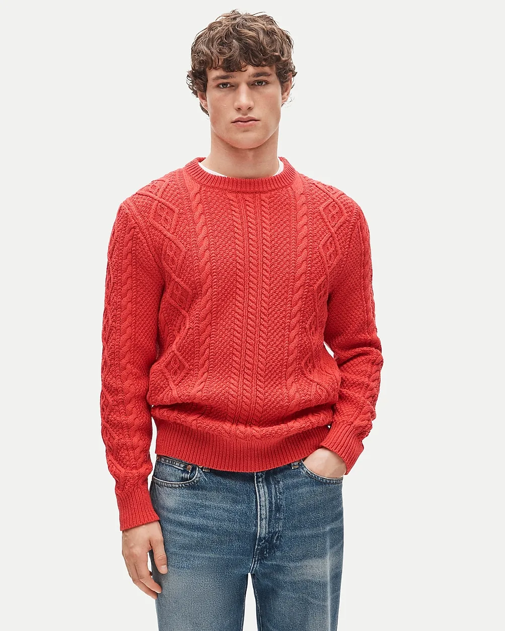 Cable-Knit Fisherman Sweater in Cotton