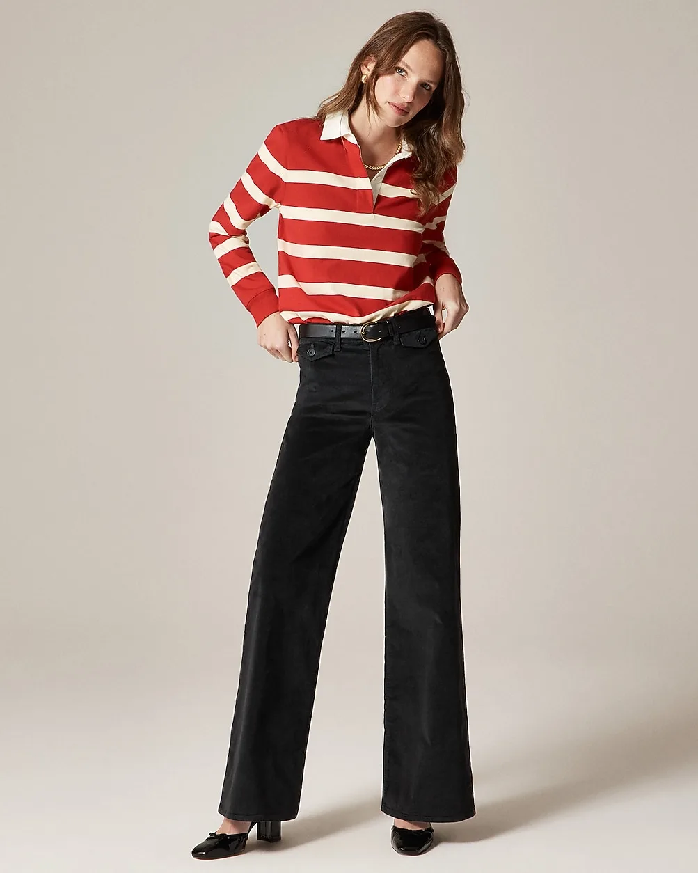 Wide-Leg Trouser in Washed Velvet by J.Crew