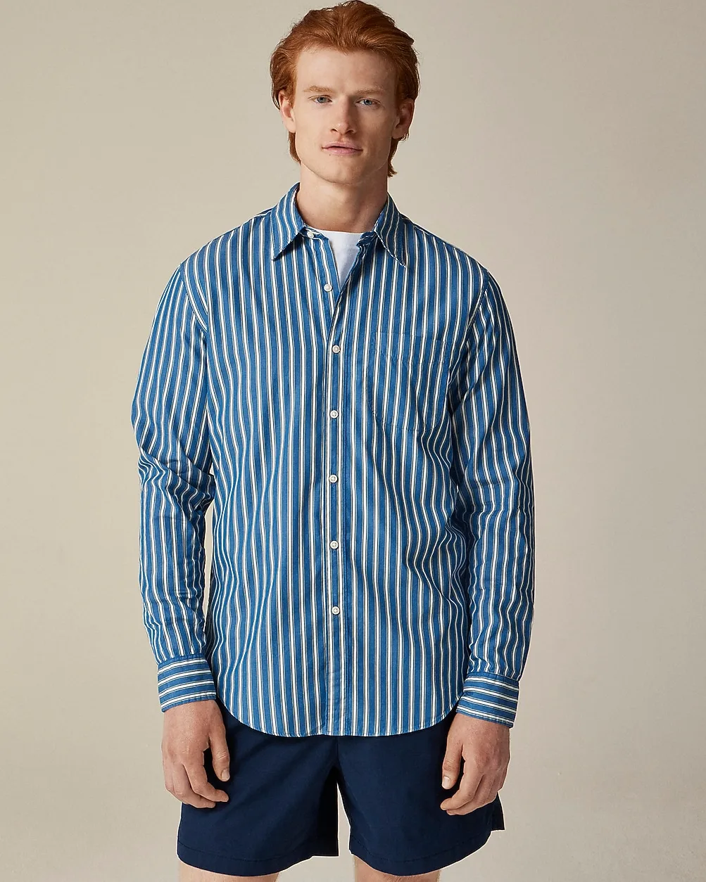 Slim Untucked Secret Wash Cotton Poplin Shirt with Point Collar by J.Crew