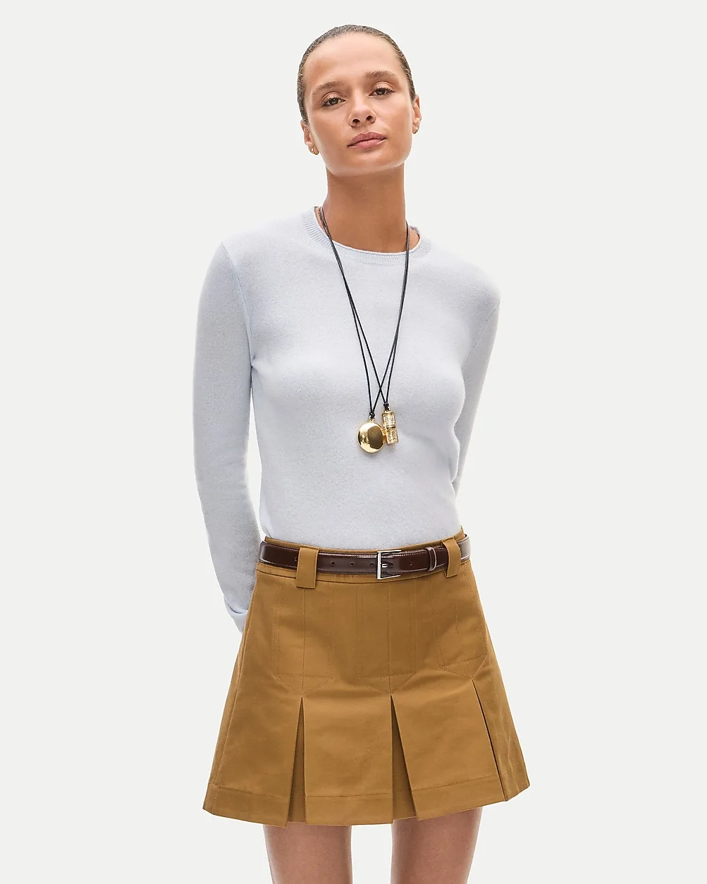 Tall Pleated Mini Skirt in Double Poplin by J.Crew