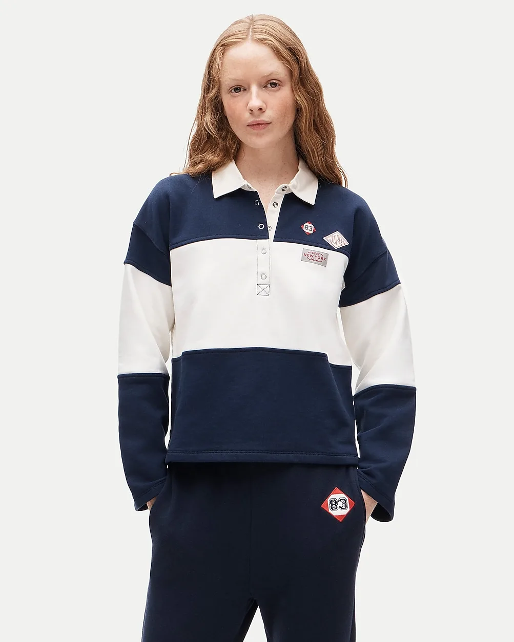 Vintage Fleece Rugby Sweatshirt with Novelty Patches by J.Crew