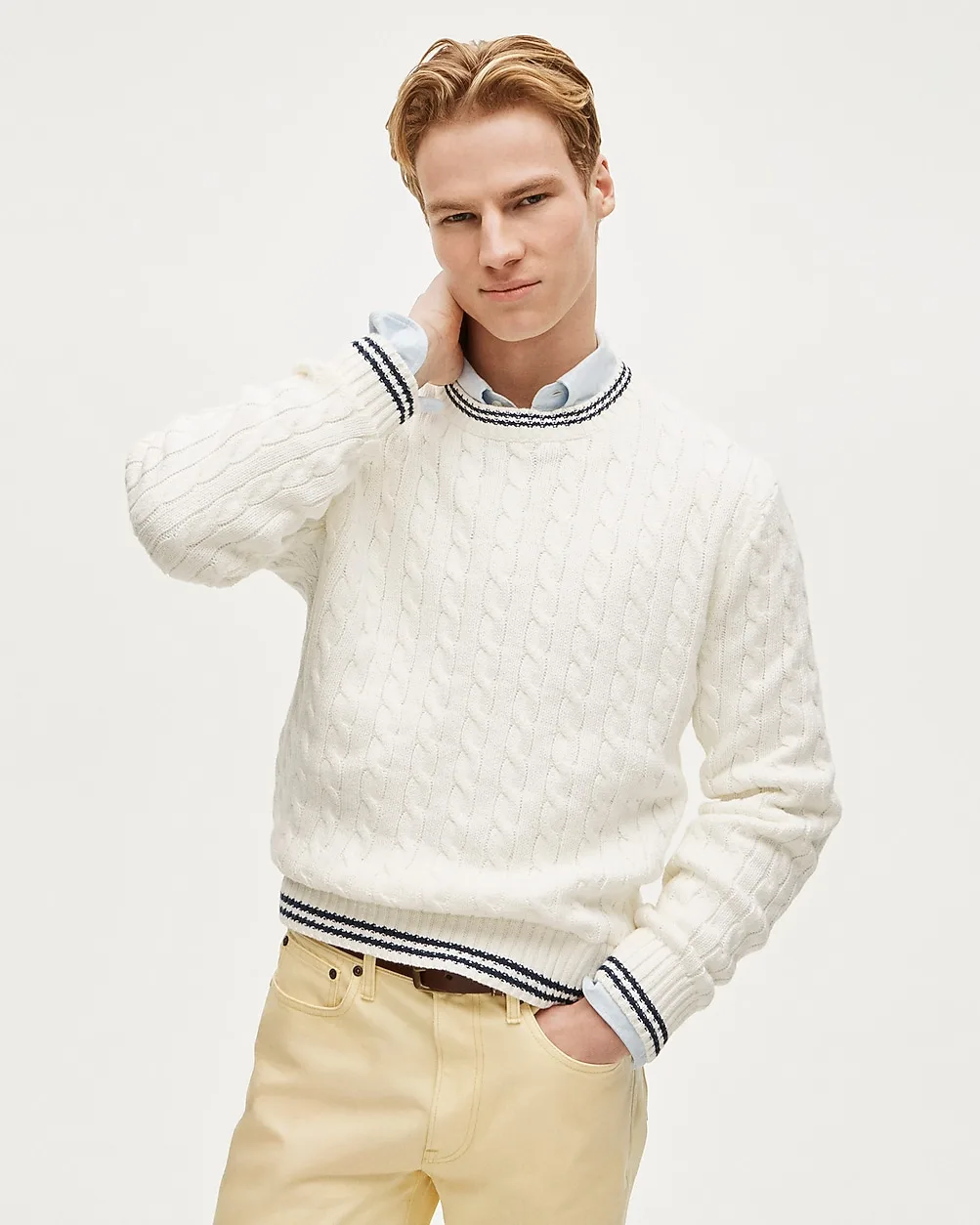 Heritage Cotton Tipped Cable-Knit Sweater by J.Crew