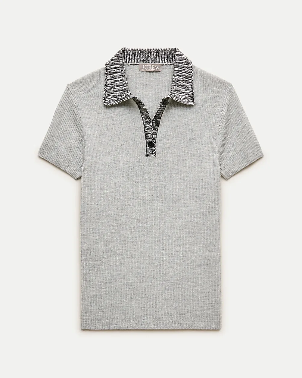 Crochet-Trim Sweater-Polo in Merino Wool Blend by J.Crew