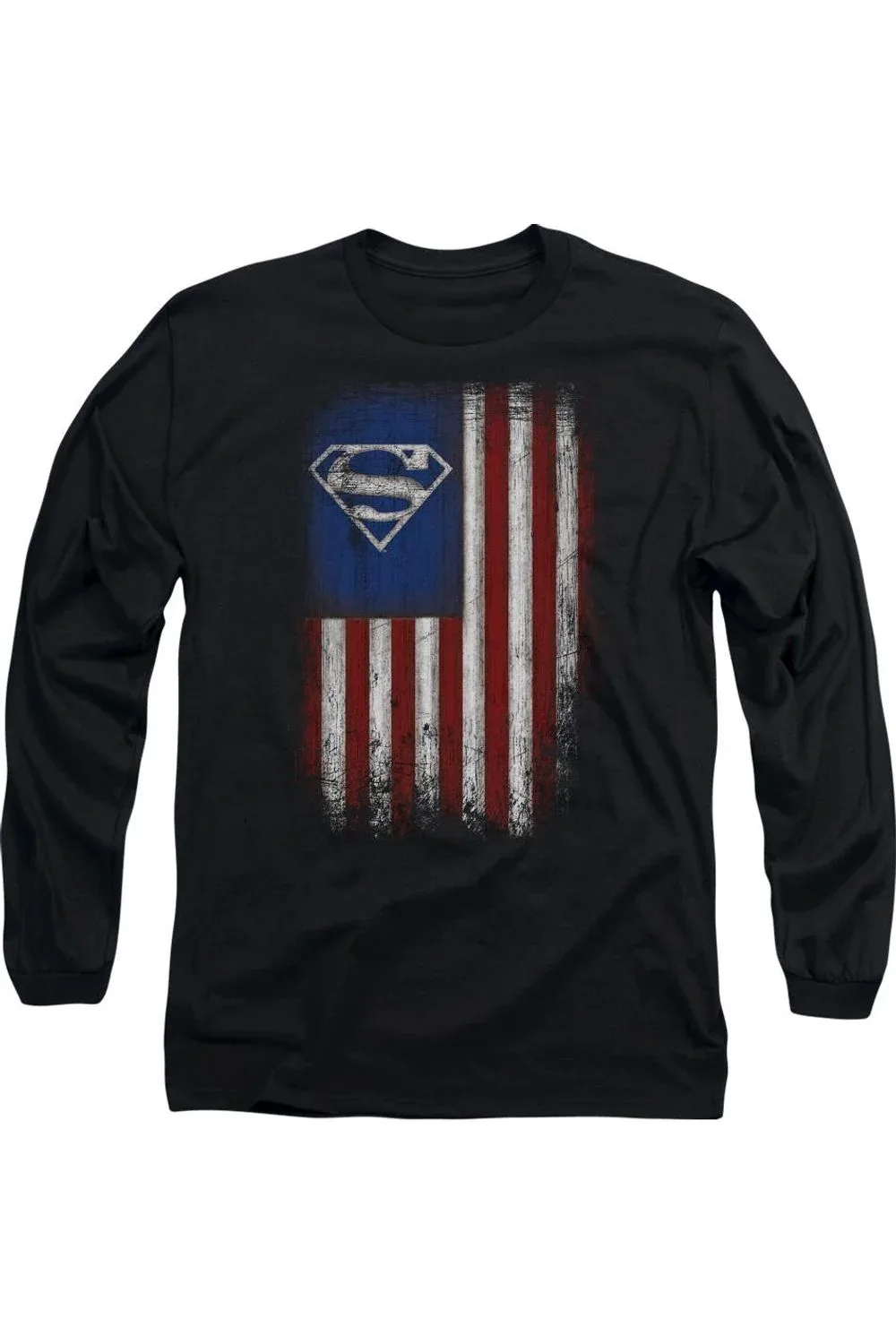 Superman Old Glory Shield Long Sleeve Tee / T-Shirt by Gildan