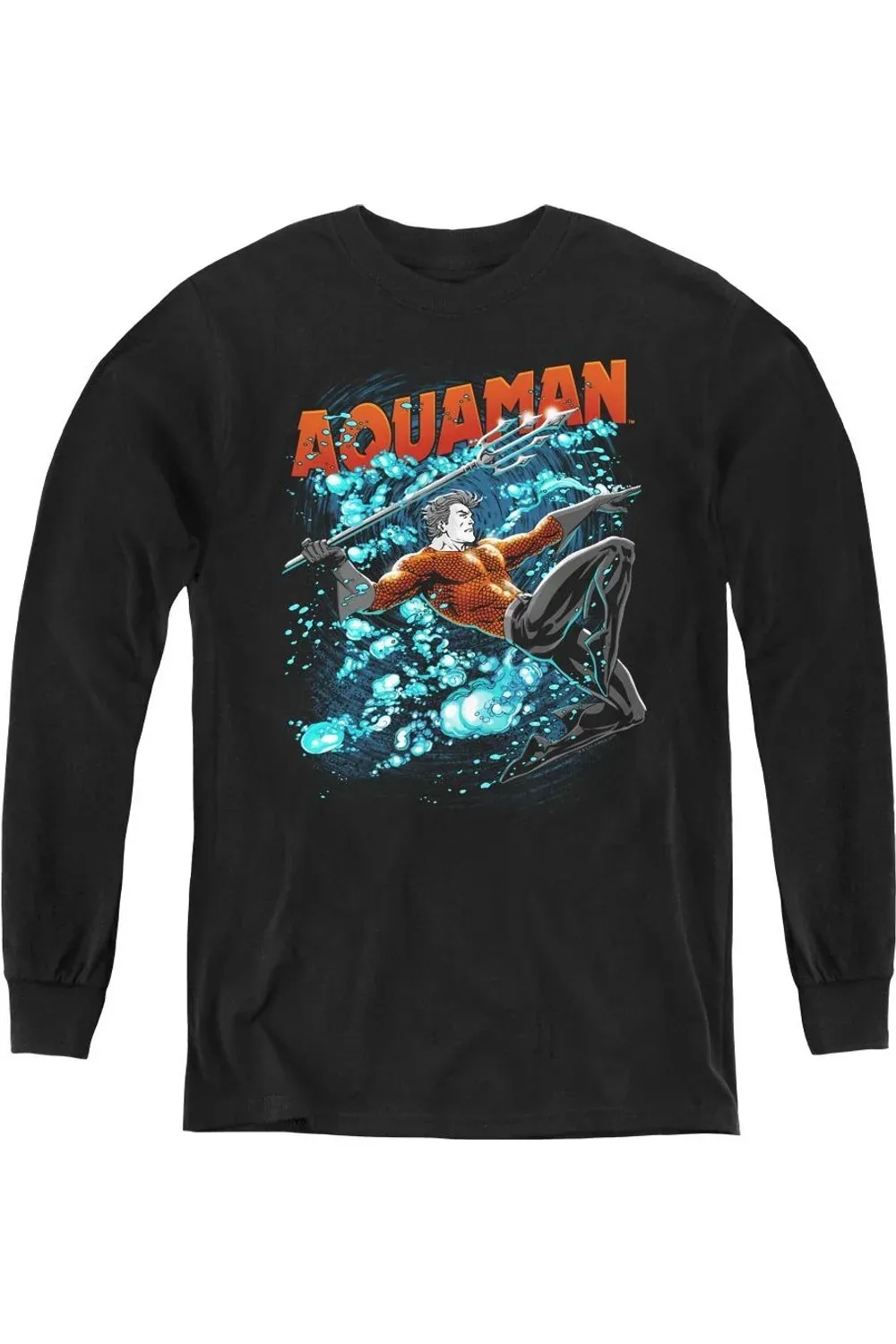 Justice League of America Aquaman Bubbles Long Sleeve Tee / T-Shirt by Gildan