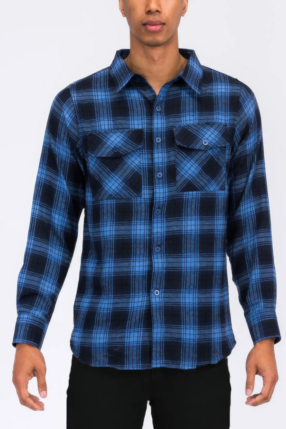 Regular Fit Checker Plaid Flannel Long Sleeve by TRUEDAMES