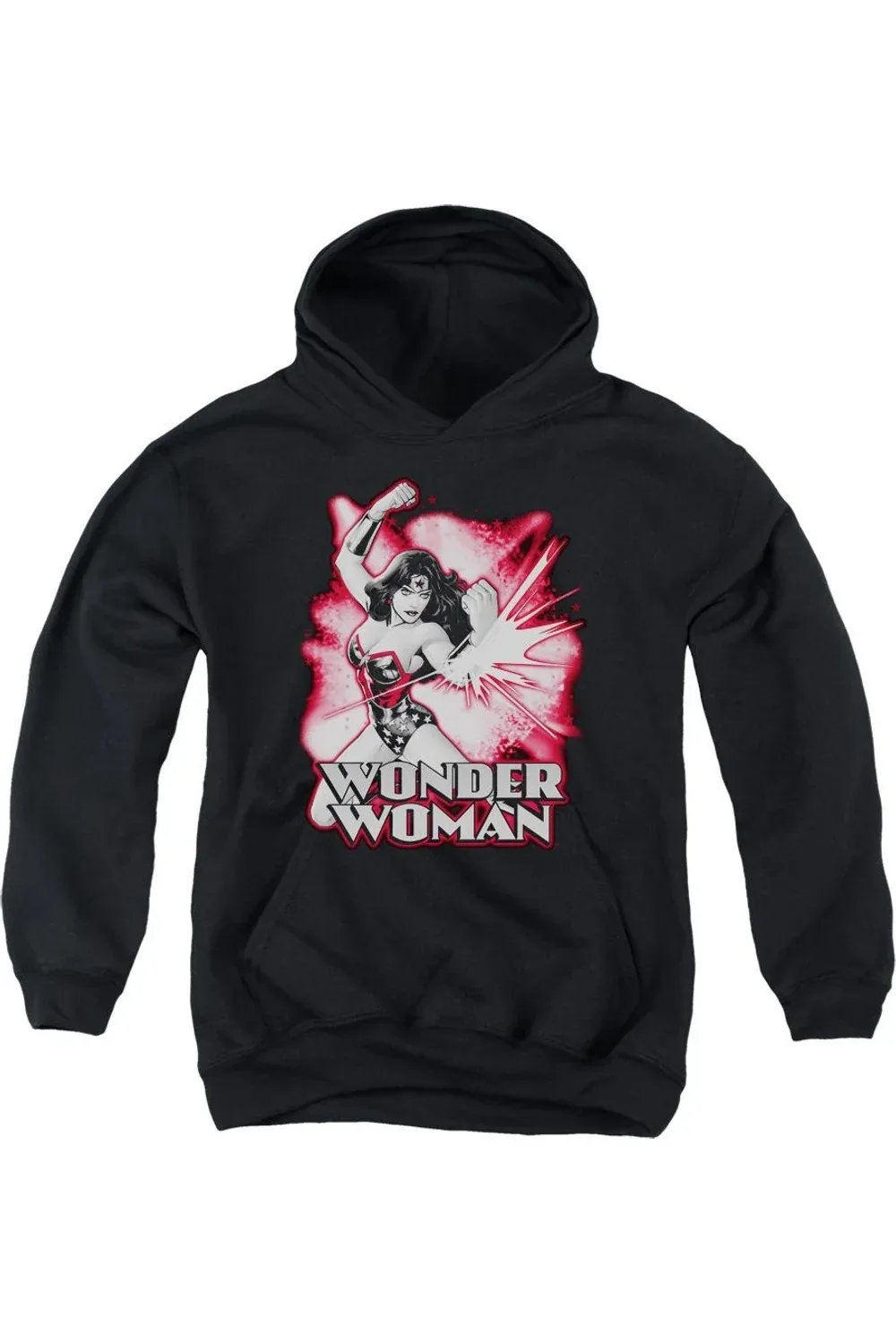 Justice League of America Wonder Woman Red & Gray Pull Over Hoodie / Hooded Sweatshirt by Gildan