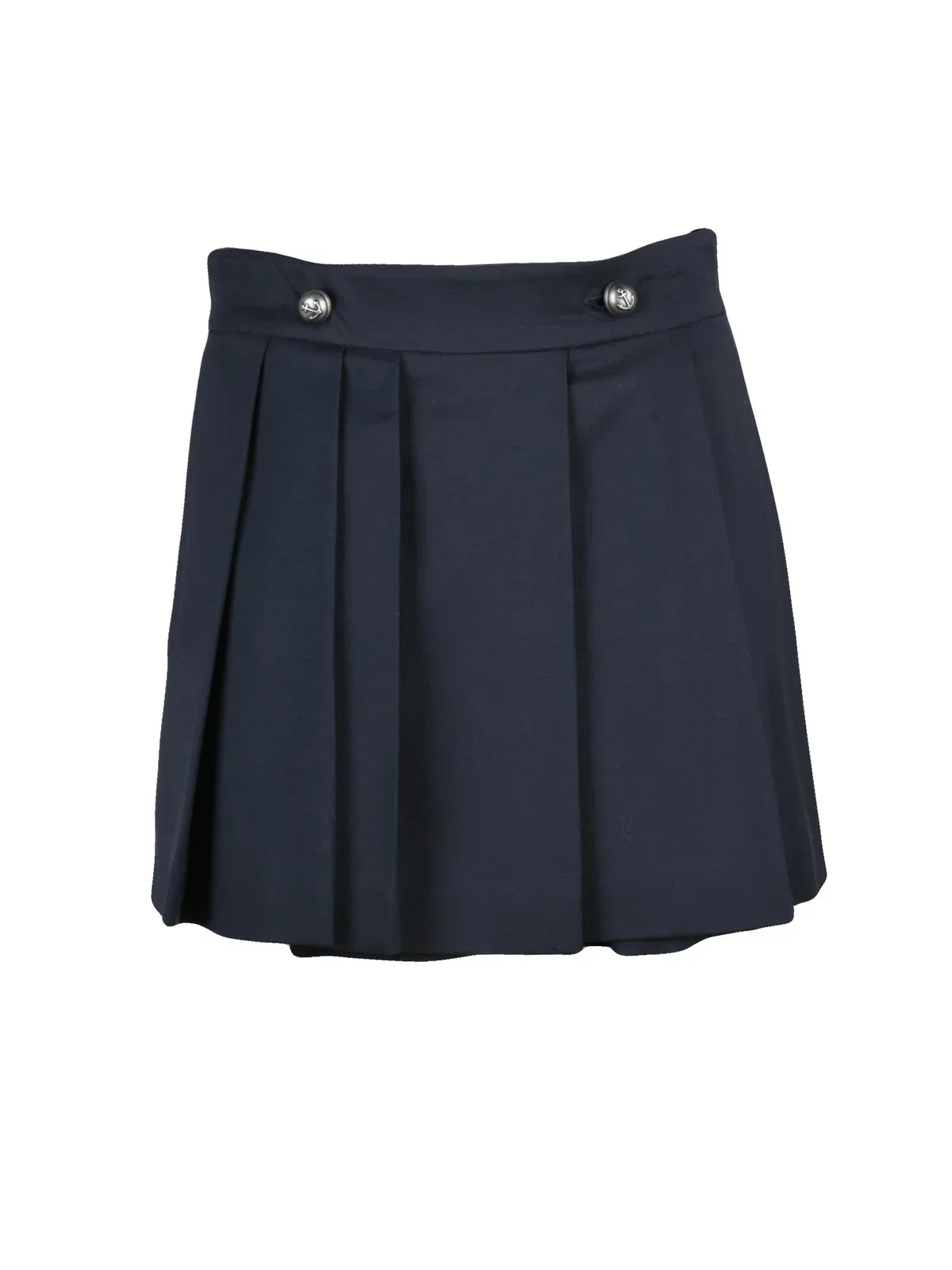 Midnight Blue Viscose-Blend Pleated Mini Skirt by Sportmax