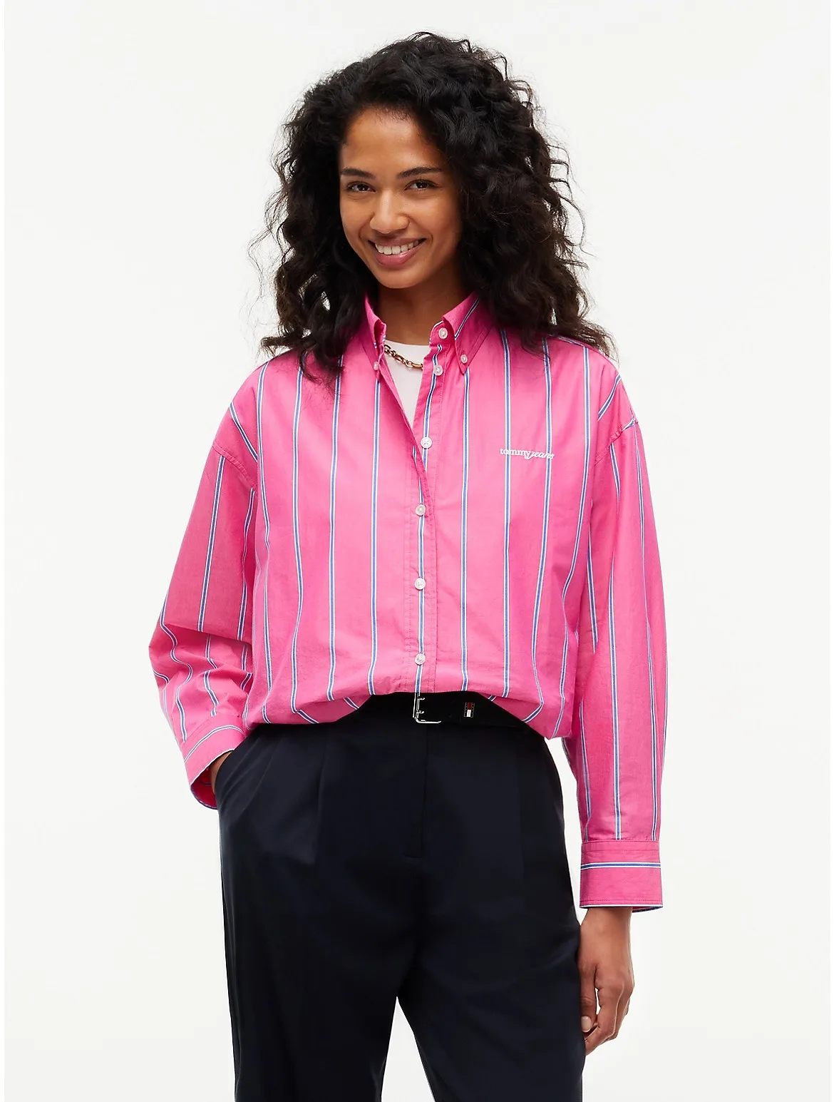 Tommy Jeans Bubble-Hem Cropped Shirt by Tommy Hilfiger