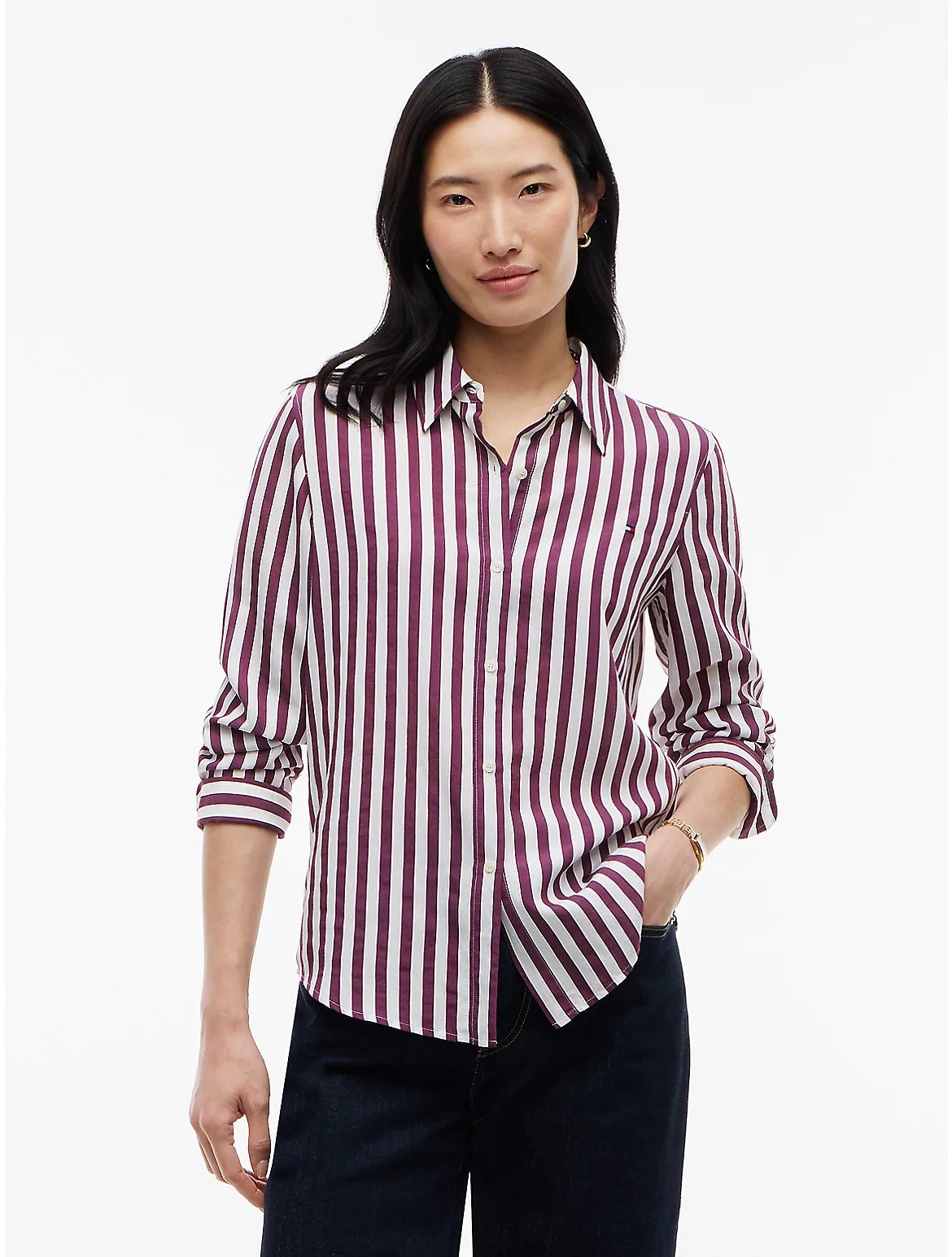 Regular Fit Striped Fluid Shirt by Tommy Hilfiger
