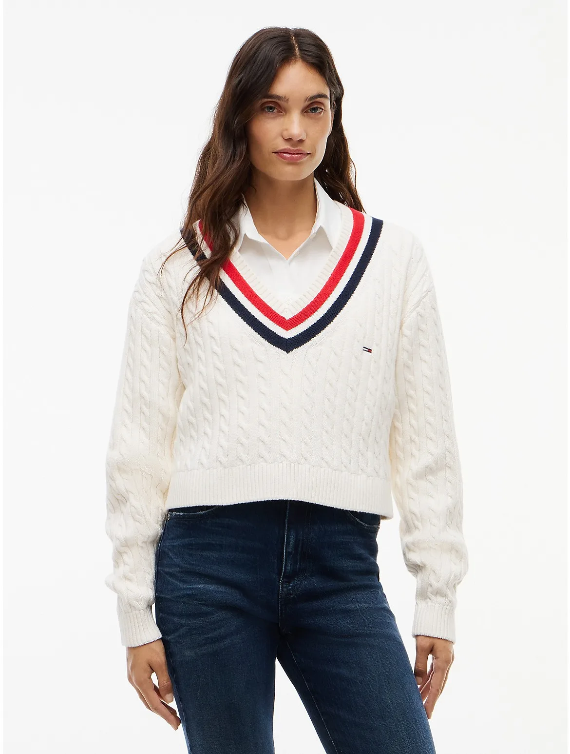 Tommy Jeans Cable Knit Cricket Sweater by Tommy Hilfiger