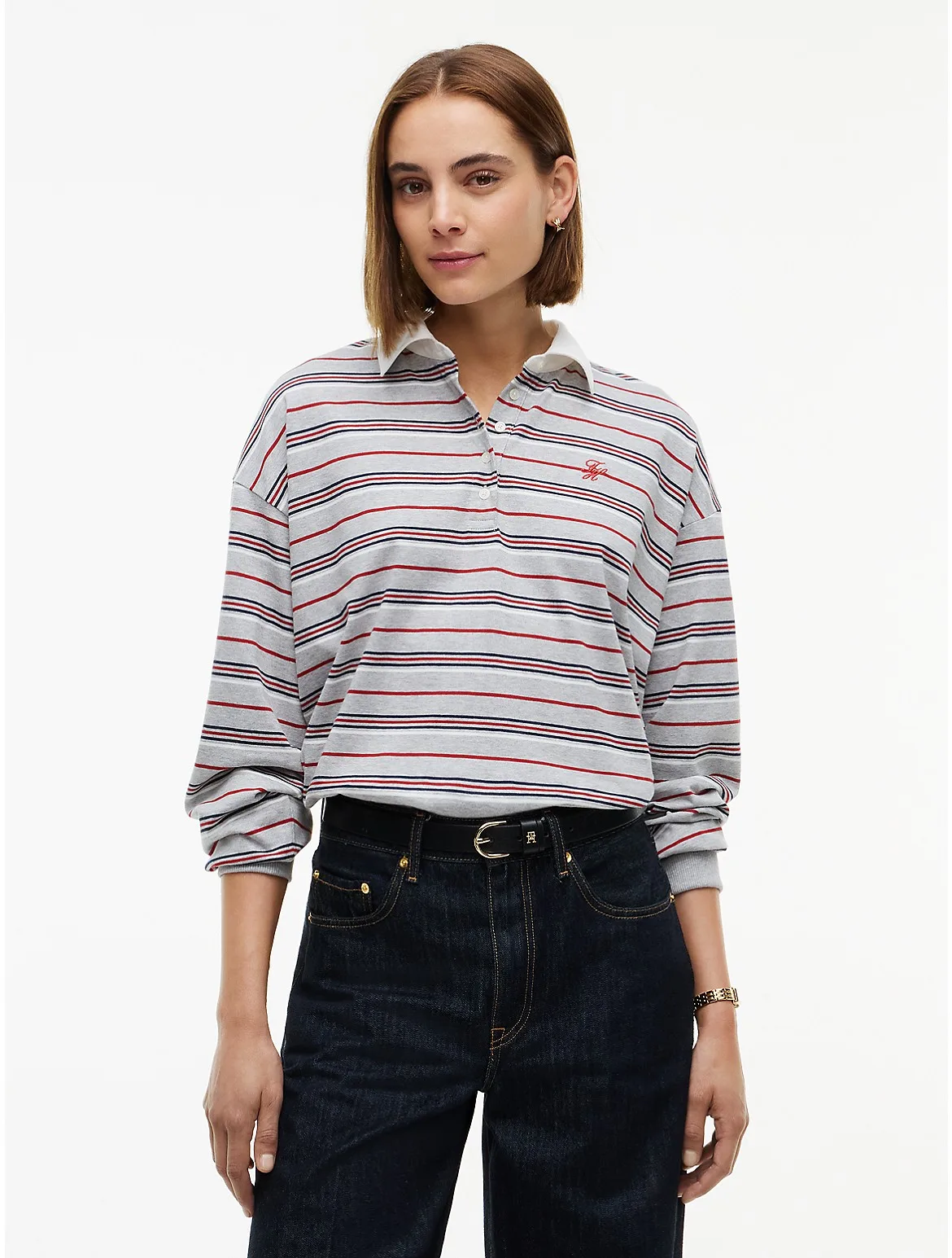 Script Monogram Striped Rugby Sweatshirt by Tommy Hilfiger