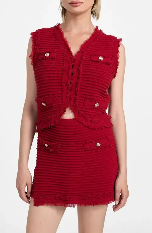 Malina Bouclé Ottoman Stitch Vest by GUESS