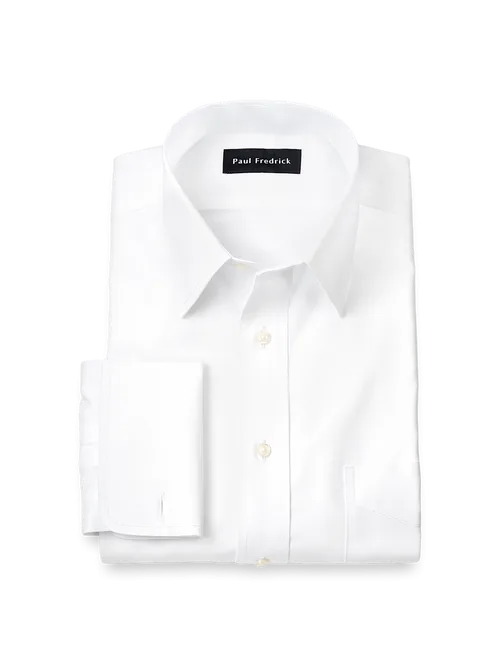 Tailored Fit Non-Iron Cotton Pinpoint Point Collar French Cuff Dress Shirt by Paul Fredrick