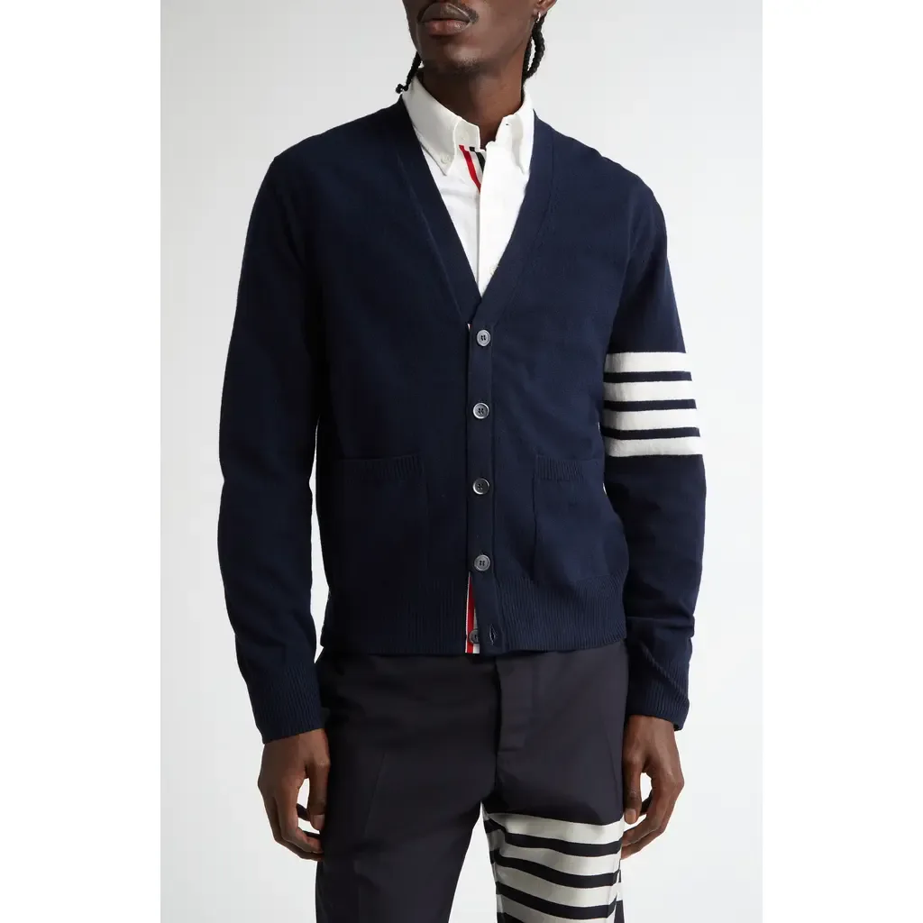 Holiday Hector Nutcracker 4-Bar Virgin Wool Cardigan by Thom Browne