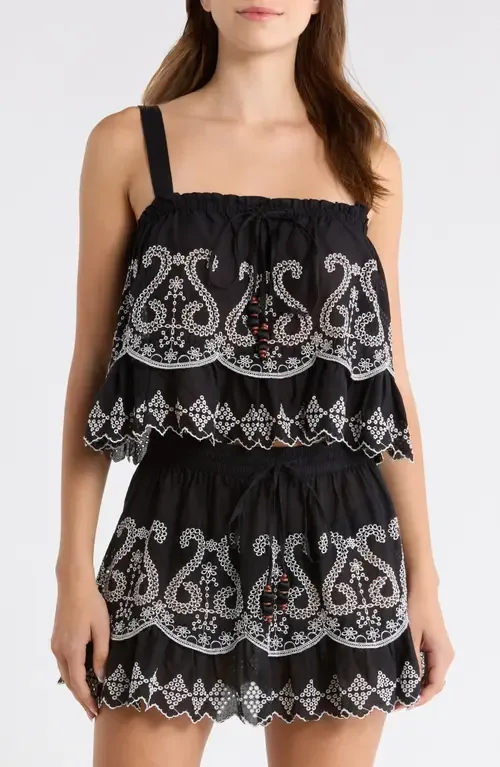 Leighton Crop Cotton Cover-Up Top by Ramy Brook