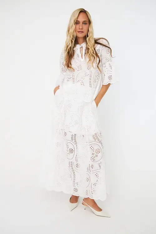 Brizacras Broderie Anglaise Maxi Skirt by CRAS
