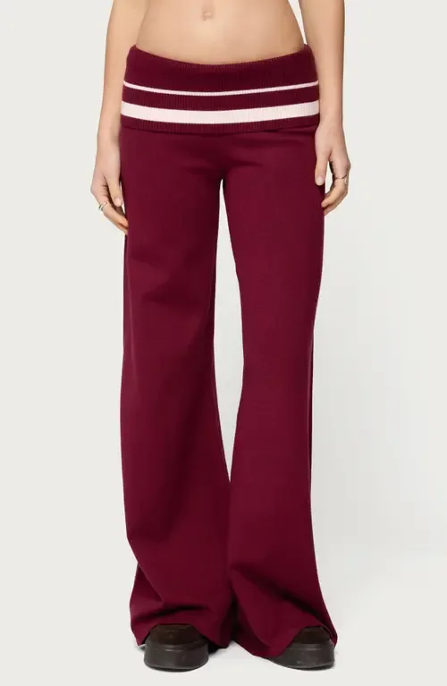 Kaliya Striped Foldover Sweater Pants by EDIKTED