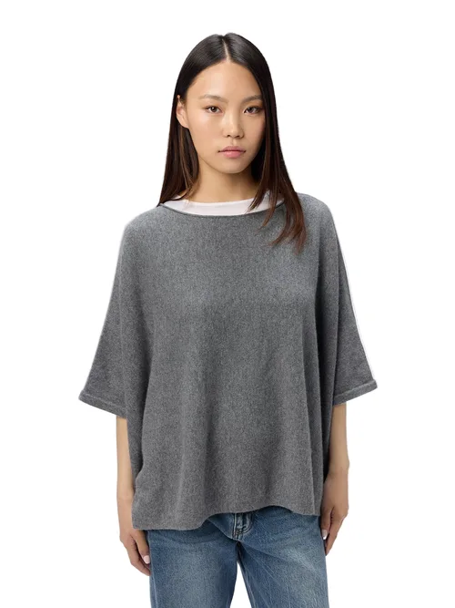 Boat-Neck Cashmere Poncho by GOBI Mongolian Cashmere