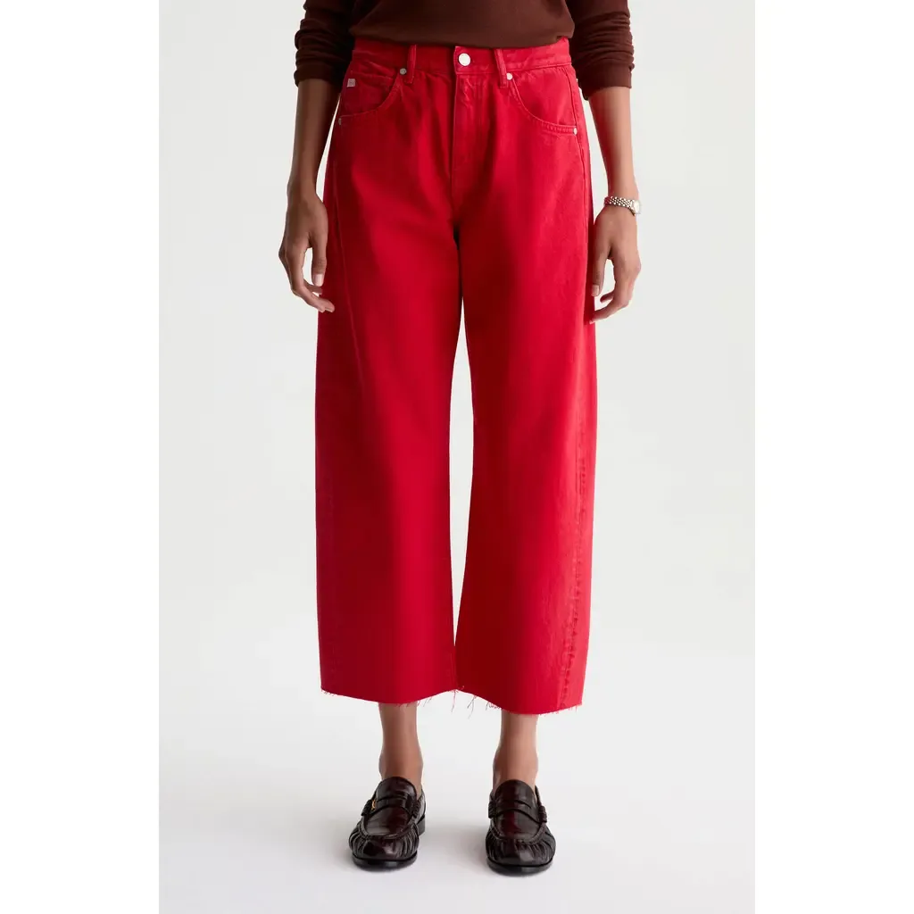 Hattie Raw Hem High Waist Crop Barrel Jeans by AG