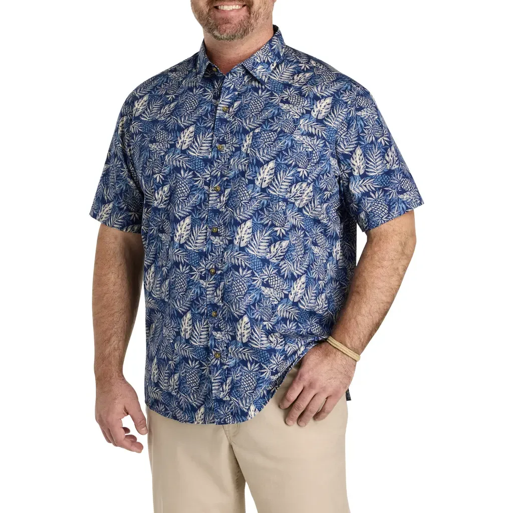 Pineapple Print Sport Shirt by Oak Hill by DXL