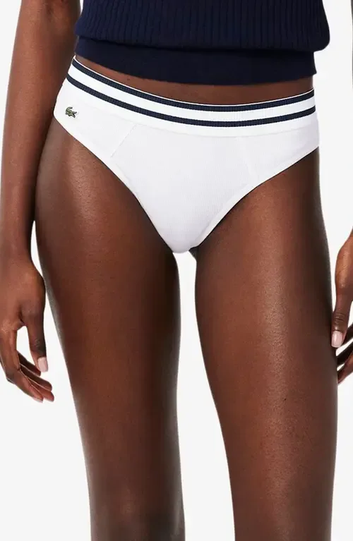 Cotton Blend Rib Thong by Lacoste