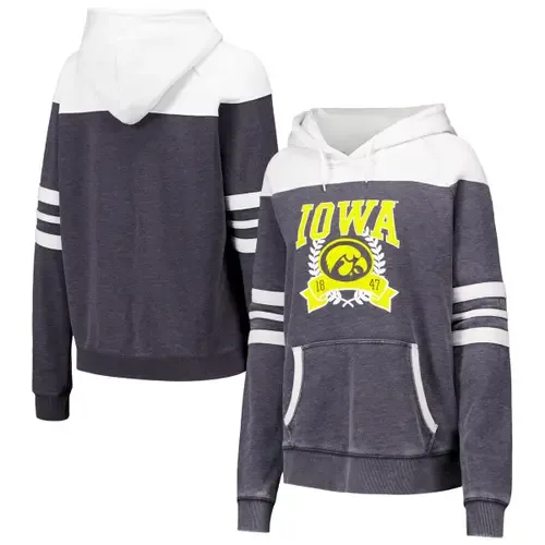 Iowa Hawkeyes Blitz Striped Blocked Raglan Pullover Hoodie by CAMP DAVID