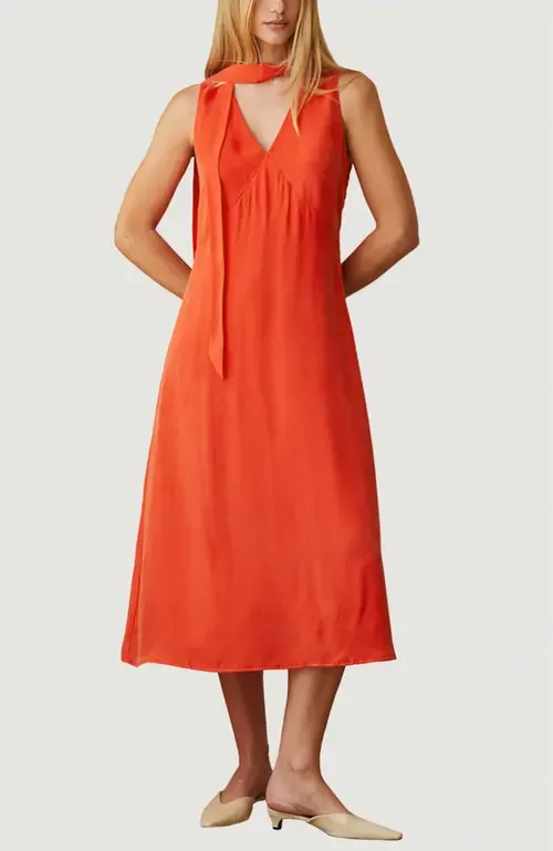 Cupro Midi Dress with Scarf by CRESCENT