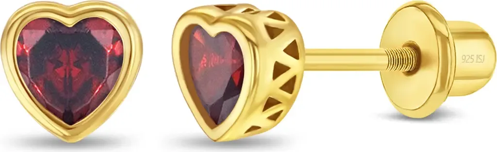 Heart CZ Bezel Girl Earrings by In Season Jewelry