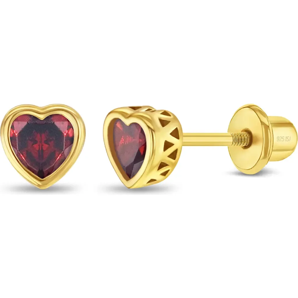 Heart CZ Bezel Girl Earrings by In Season Jewelry